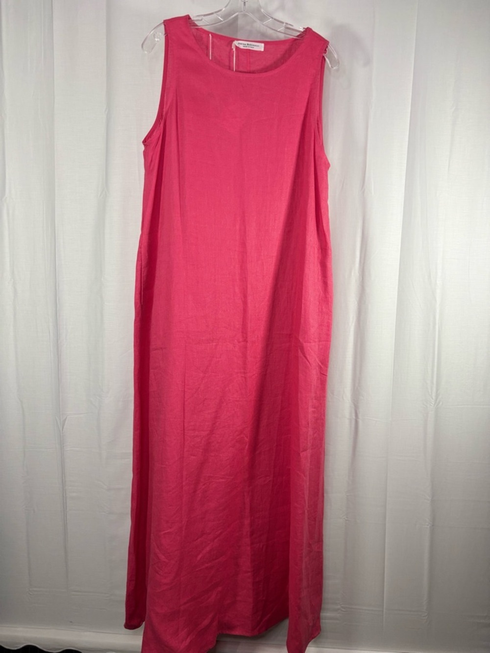 NWT AMINA RUBINACCI Sleeveless Linen Pullover Maxi Dress in Hibiscus size 10
